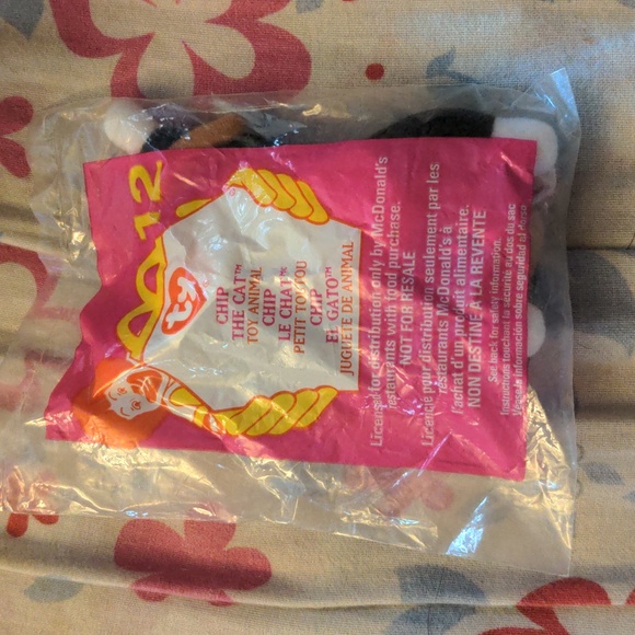 Sealed Ty Mc Donalds Studded Toy Animal Vintage 1999 Chip The Cat - Picture 1 of 6